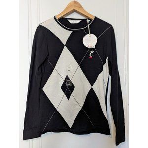 NWT NEW Lady Vesi NCAA UC Cincinnati Bearcats Women's Small Argyle Sweater